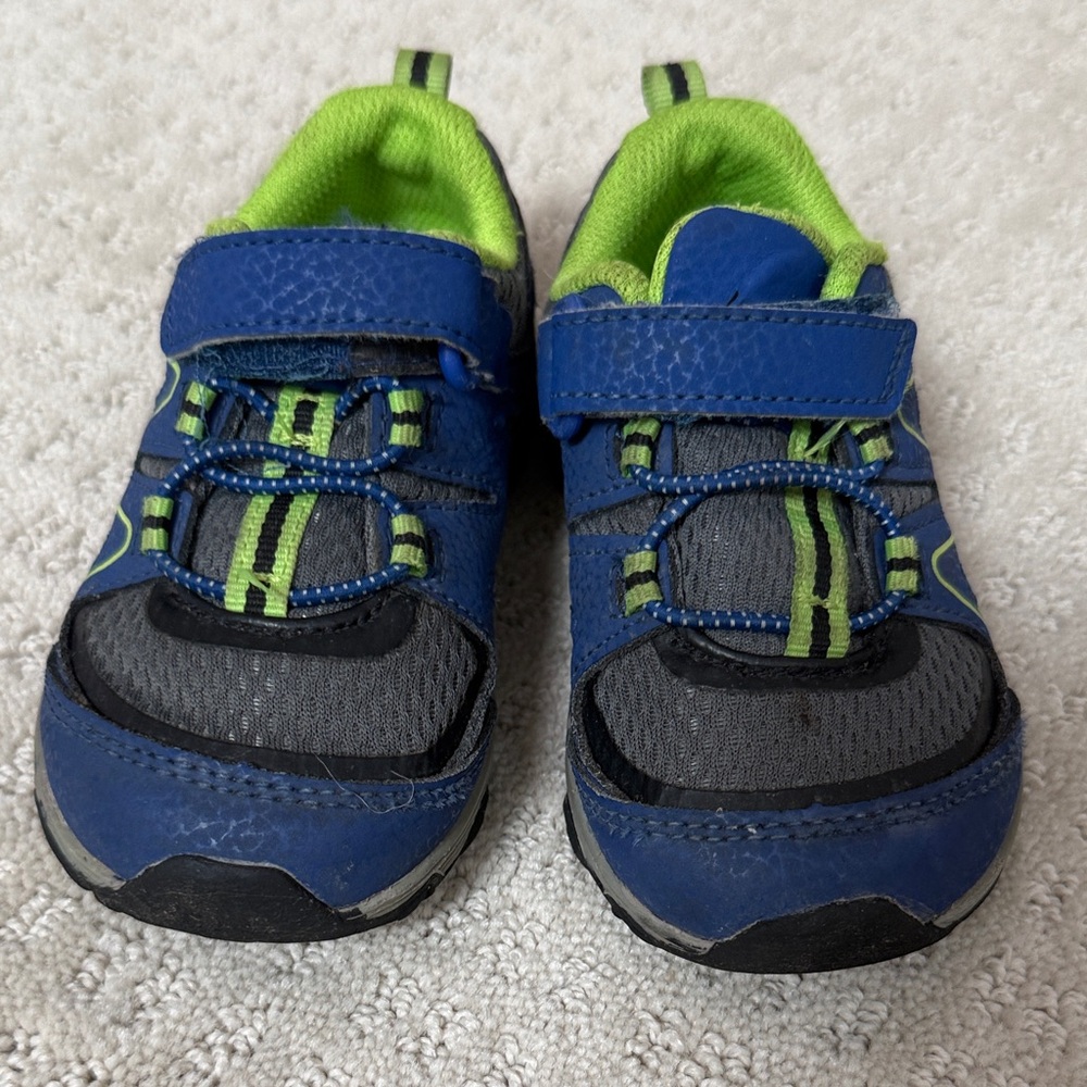 Merrell Kids Blue and Lime Green Hook-and-Loop Sneakers